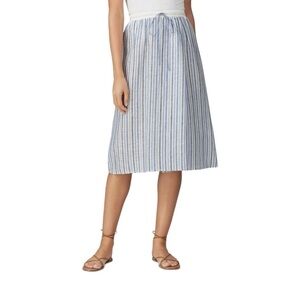 Sita Murt Blue Stripe Elastic Waist Linen Womens Size 38 Linen Skirt Beach NEW